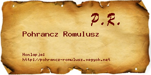 Pohrancz Romulusz névjegykártya